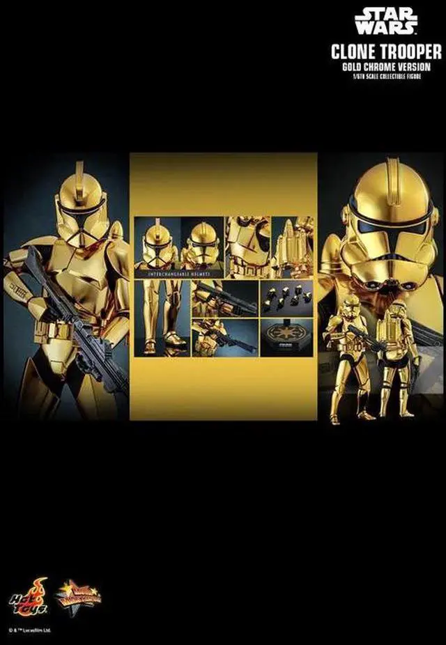 Alt view image 2 of 5 - Figure Hot Toys MMS735 - Star Wars - Clone Trooper Gold Chrome Version