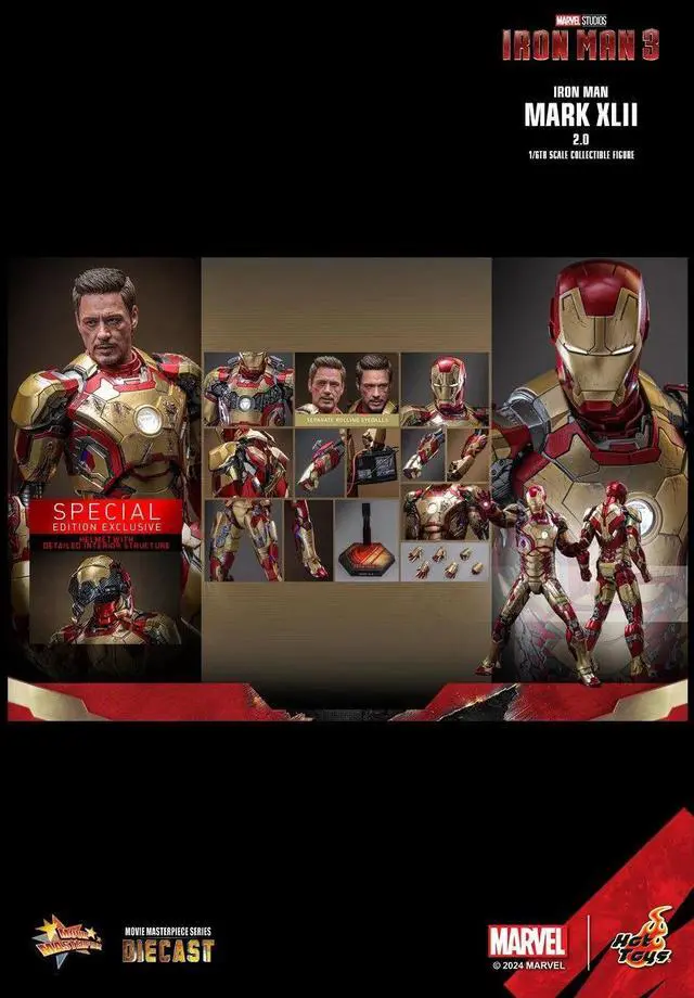 Alt view image 2 of 5 - Figure Hot Toys MMS758D65B - Marvel Comics - Iron Man 3 - Iron Man Mark XLII