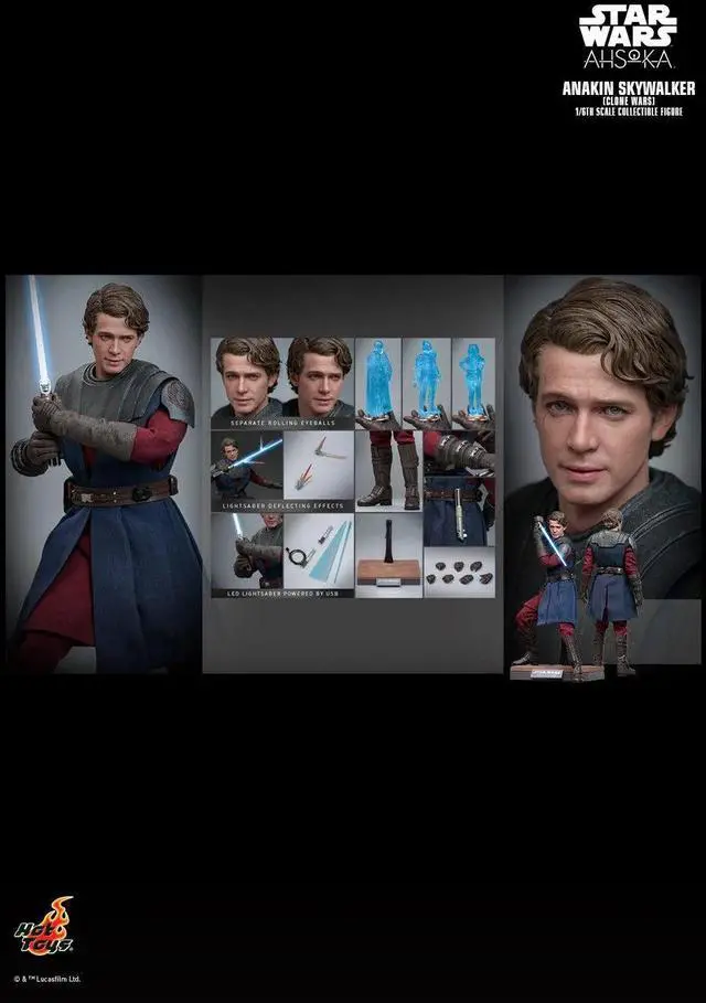 Alt view image 2 of 5 - Figure Hot Toys TMS129 - Star Wars: Ahsoka - Anakin Skywalker Clone Wars Suit Version