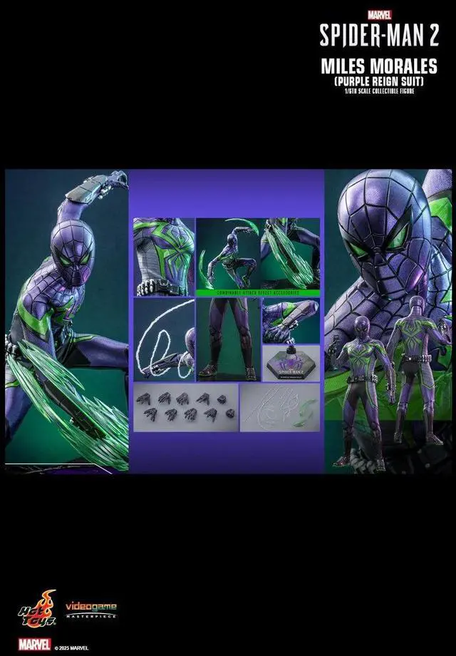 Alt view image 2 of 5 - Figure Hot Toys VGM68 - Marvel's Spider Man 2 - Miles Morales Purple Reign Suit