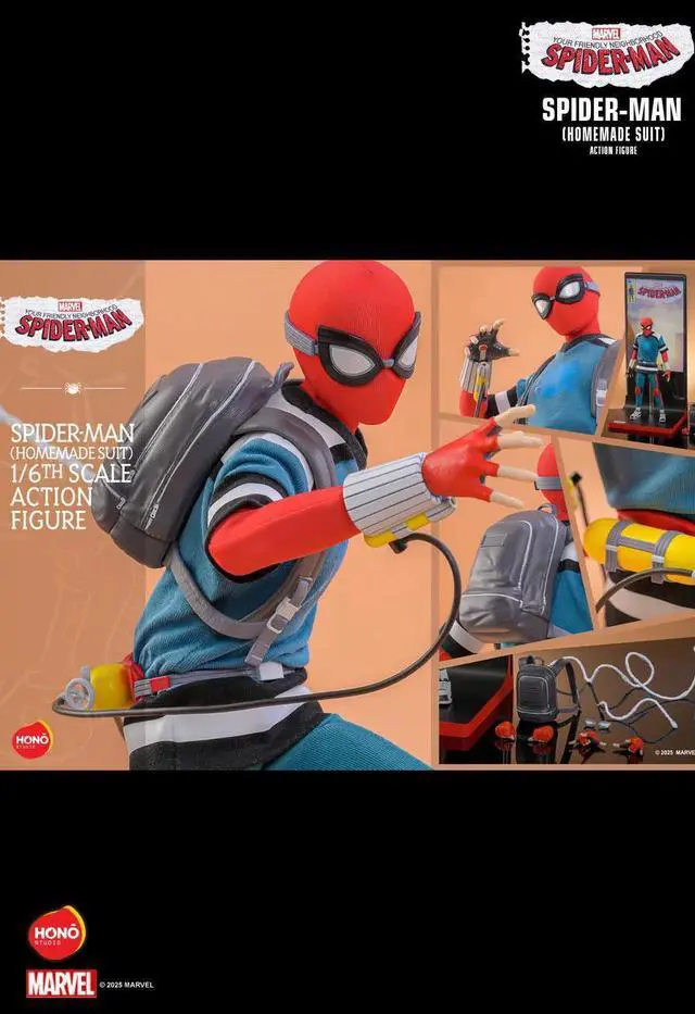 Alt view image 2 of 5 - Figure Hot Toys HS07 - Marvel Comics - Your Friendly Neighborhood Spider Man - Spider Man Homemade Suit