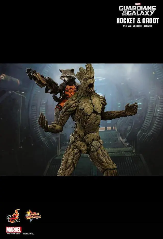 Alt view image 9 of 9 - Guardians of the Galaxy Hot Toys 1/6th Scale Action Figure Set Rocket and Groot