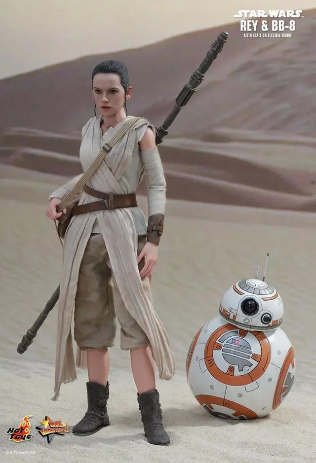 Alt view image 6 of 6 - star wars movie masterpiece 1/6 scale fully poseable figure the force awakens rey & bb8 set