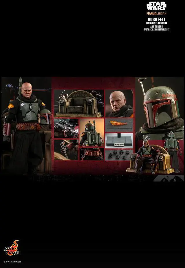 Alt view image 2 of 5 - Figure Hot Toys TMS056 - Star Wars : The Mandalorian - Boba Fett Repaint Armor Version & Throne Standard Version