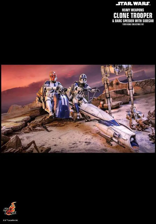 Alt view image 5 of 5 - Figure Hot Toys TMS077 - Star Wars : The Clone Wars - Heavy Weapons Clone Trooper & Barc Speeder With Sidecar