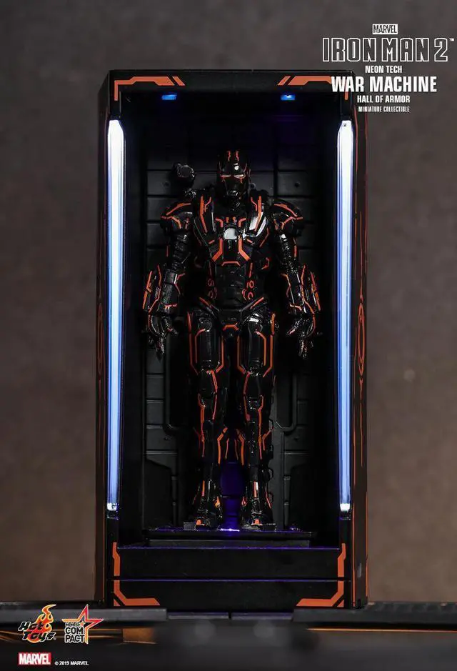 Alt view image 5 of 5 - Figure Hot Toys MMSC013 - Marvel Comics - Iron Man 2 - Neon Tech War Machine Hall Of Armor Miniature Collectible
