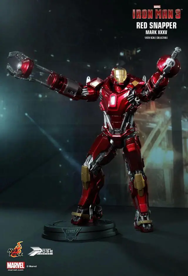 Alt view image 12 of 12 - Iron Man 3 Hot Toys 1:6 Power Pose Collectible Figure: Red Snapper Mark XXXV