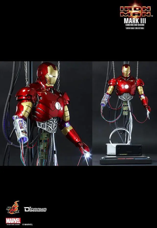 Alt view image 5 of 5 - Figure Hot Toys DS003 - Marvel Comics - Iron Man - Iron Man Mark 3 Construction Version