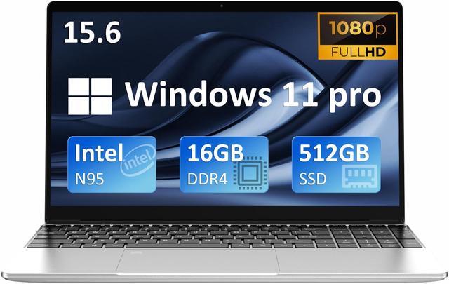 Auusda Laptop Computer w/16GB DDR4 RAM 512GB NVMe SSD, Intel N95 Up to 3.4  GHz, 15.6 FHD IPS LCD Work PC, Windows 11 Pro Notebooks, Backlit Keyboard