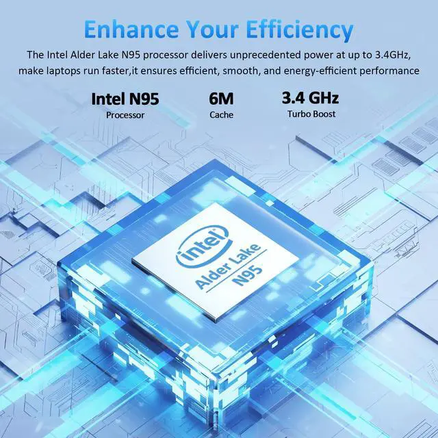 Alt view image 4 of 7 - Auusda Laptop Computer w/16GB DDR4 RAM 512GB M.2 PCIe NVMe SSD, Intel N95 2.0-3.4 GHz, 15.6" FHD LCD Work PC, Windows 11 Pro Notebooks, Backlit Keyboard, Fingerprint Unlock, Silver