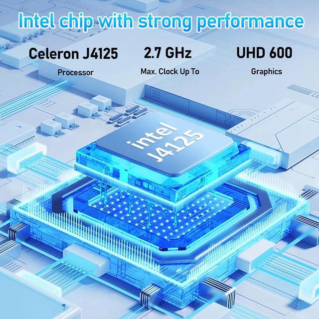 Alt view image 7 of 7 - Auusda 14.1" Laptop Computer, 8GB DDR4 512GB SSD, Intel Celeron J4125 (2.0-2.7GHz), Windows 11 Pro, Intel UHD Graphics 600 Home Notebook, Wifi+Bluetooth, Silver