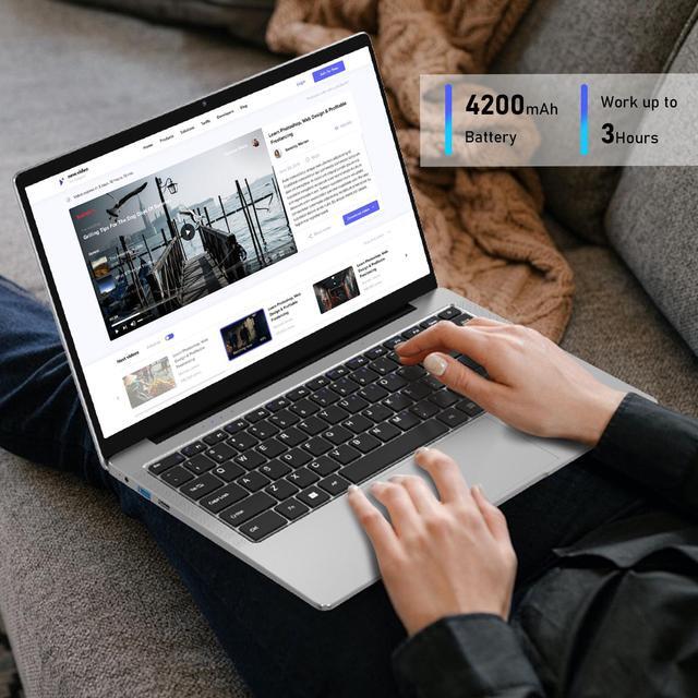 Alt view image 5 of 7 - Auusda 14.1" Laptop Computer, 8GB DDR4 512GB SSD, Intel Celeron J4125 (2.0-2.7GHz), Windows 11 Pro, Intel UHD Graphics 600 Home Notebook, Wifi+Bluetooth, Silver