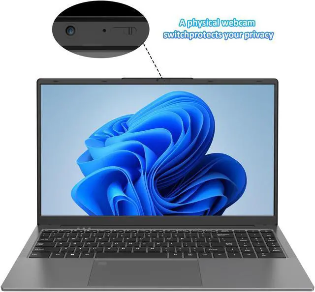 Alt view image 5 of 7 - Auusda 15.6" Business Laptop, Windows 11 Pro Home Computer, 1080P Intel N95 CPU, 32GB RAM 1TB SSD, Backlight Keyboard, Fingerprint Reader, Webcam Switchprotect, USB-C, Gray