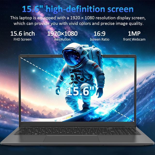 Alt view image 2 of 7 - Auusda 15.6" Gaming Laptop w/AMD Ryzen 7 5825U up to 4.5GHz, 16GB DDR4 RAM Dual Channel SODIMM×2, 512GB NVMe SSD, Windows 11 Pro Computer, Backlit Keyboard, Fingerprint Unlock, Webcam Switch, Gray