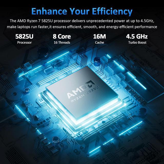 Alt view image 3 of 7 - Auusda 15.6" Gaming Laptop w/AMD Ryzen 7 5825U up to 4.5GHz, 16GB DDR4 RAM Dual Channel SODIMM×2, 512GB NVMe SSD, Windows 11 Pro Computer, Backlit Keyboard, Fingerprint Unlock, Webcam Switch, Gray