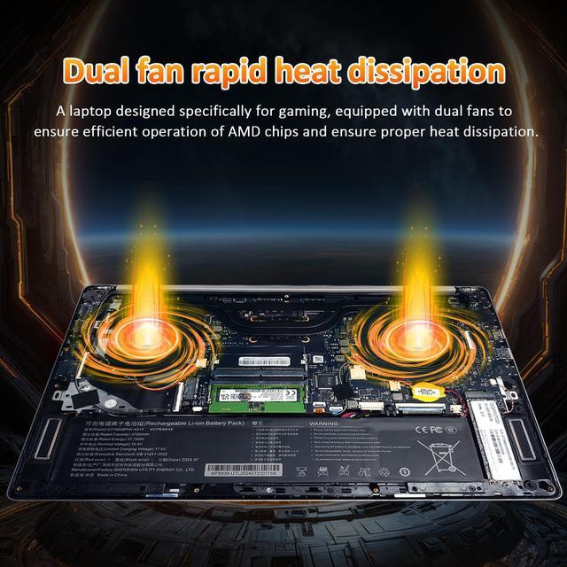 Alt view image 5 of 7 - Auusda 15.6" Gaming Laptop w/AMD Ryzen 9 6900HX 3.3-4.9GHz, 16GB DDR5 RAM(Dual Channel SODIMM×2), 1TB M.2 NVMe SSD(Slot*2), Windows 11 Pro Laptop Computer, Metal Case