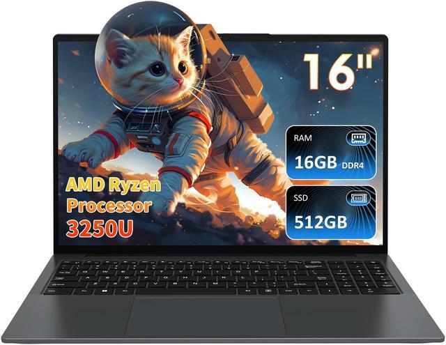 Main image of Auusda 16" Business Laptop, Windows 11 Pro Laptop Computer, AMD Ryzen 3250U, 16GB RAM 512GB SSD, Backlight Keyboard, Fingerprint Reader, Webcam Switchprotect, USB-C, Gray