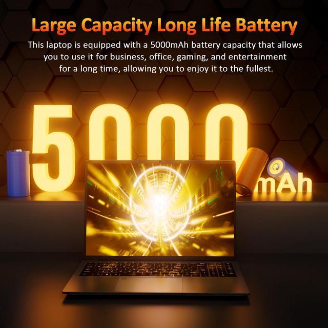 Alt view image 6 of 7 - Auusda 16" Business Laptop, Windows 11 Pro Laptop Computer, AMD Ryzen 3250U, 16GB RAM 512GB SSD, Backlight Keyboard, Fingerprint Reader, Webcam Switchprotect, USB-C, Gray