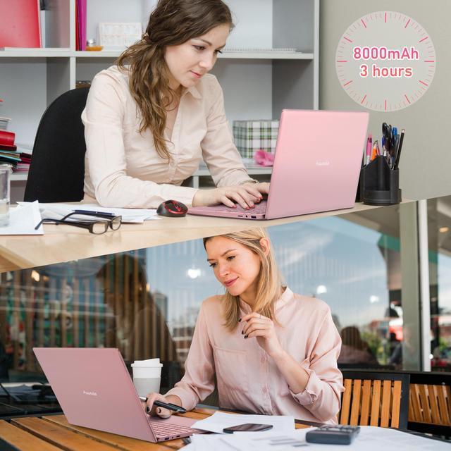 Alt view image 8 of 7 - Auusda Business Laptop, 32GB RAM 1TB SSD, Windows 11 Pro Home Computer, 15.6" 1920 x 1080 Screen, Intel N95 CPU, Backlight Keyboard, Fingerprint Reader, Pink
