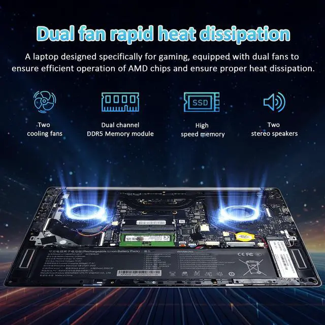 Alt view image 3 of 7 - Auusda 15.6" Gaming Laptop AMD Ryzen 9 6900HX 3.3-4.9GHz, 16GB DDR5 RAM 512GB NVMe SSD, Windows 11 Pro Computer