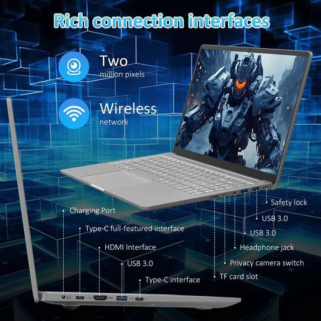 Alt view image 5 of 7 - Auusda 15.6" Gaming Laptop AMD Ryzen 9 6900HX 3.3-4.9GHz, 16GB DDR5 RAM 512GB NVMe SSD, Windows 11 Pro Computer