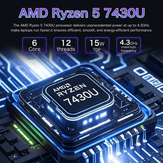 Alt view image 3 of 7 - Auusda 16" Business Laptop, Windows 11 Pro Laptop Computer, AMD Ryzen 7430U, 16GB RAM 1TB SSD, Backlight, Fingerprint, Gray