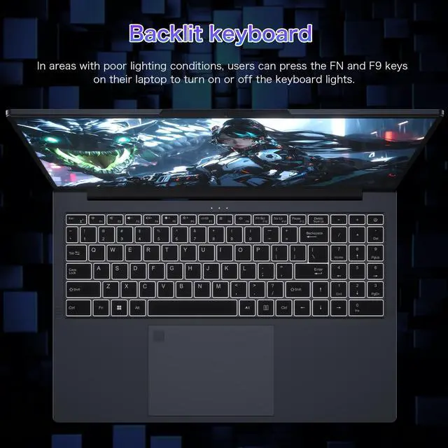 Alt view image 4 of 7 - Auusda 16" Business Laptop, Windows 11 Pro Laptop Computer, AMD Ryzen 7430U, 16GB RAM 1TB SSD, Backlight, Fingerprint, Gray