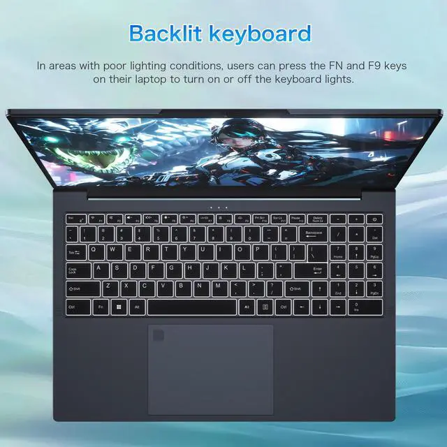Alt view image 7 of 7 - Auusda 16" Business Laptop, Windows 11 Pro Laptop Computer, AMD Ryzen 7430U, 32GB RAM 1TB SSD, Backlight, Fingerprint, Gray