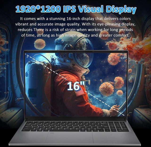 Alt view image 4 of 7 - Auusda 16" Business Laptop, Windows 11 Pro Computer, Intel Core i3 1000NG4, 16GB DDR4 RAM 1TB SSD, Backlight, Fingerprint, Webcam, Silver