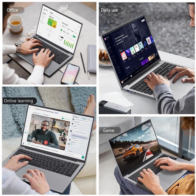Alt view image 2 of 7 - Auusda 16" Business Laptop, Windows 11 Pro Computer, Intel Core i3 1000NG4, 16GB DDR4 RAM 1TB SSD, Backlight, Fingerprint, Webcam, Silver