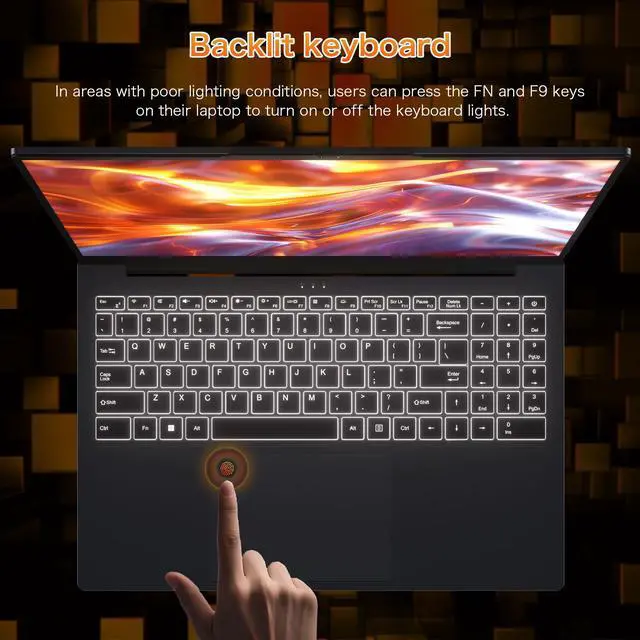 Alt view image 6 of 7 - Auusda 16" Gaming Laptop w/AMD Ryzen 7 7840HS 3.8-5.1GHz, 32GB DDR5 RAM(Dual Channel), 2TB NVMe SSD(Slot*2), Windows 11 Pro Laptop Computer w/Office 2024, Backlit, Fingerprint, Webcam Switch