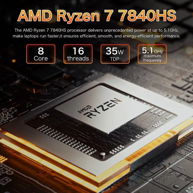 Alt view image 3 of 7 - Auusda 16" Gaming Laptop w/AMD Ryzen 7 7840HS 3.8-5.1GHz, 32GB DDR5 RAM(Dual Channel), 2TB NVMe SSD(Slot*2), Windows 11 Pro Laptop Computer w/Office 2024, Backlit, Fingerprint, Webcam Switch