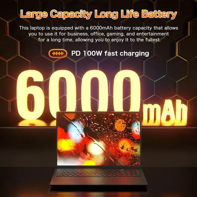 Alt view image 4 of 7 - Auusda 16" Gaming Laptop w/AMD Ryzen 7 7840HS 3.8-5.1GHz, 32GB DDR5 RAM(Dual Channel), 2TB NVMe SSD(Slot*2), Windows 11 Pro Laptop Computer w/Office 2024, Backlit, Fingerprint, Webcam Switch