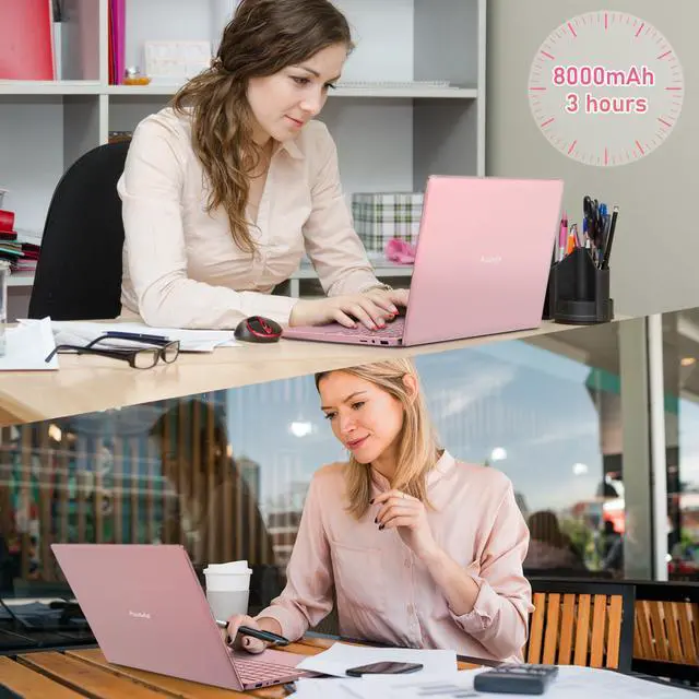 Alt view image 7 of 7 - Auusda 15.6" Business Laptop, 32GB RAM 1TB SSD, Windows 11 Pro Home Computer, Intel N150, Backlight, Fingerprint, Pink