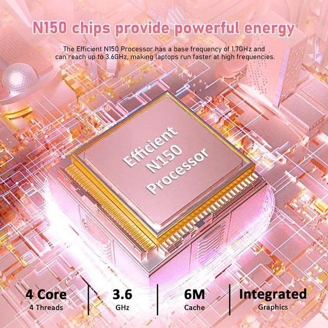 Alt view image 4 of 7 - Auusda 15.6" Business Laptop, 32GB RAM 1TB SSD, Windows 11 Pro Home Computer, Intel N150, Backlight, Fingerprint, Pink