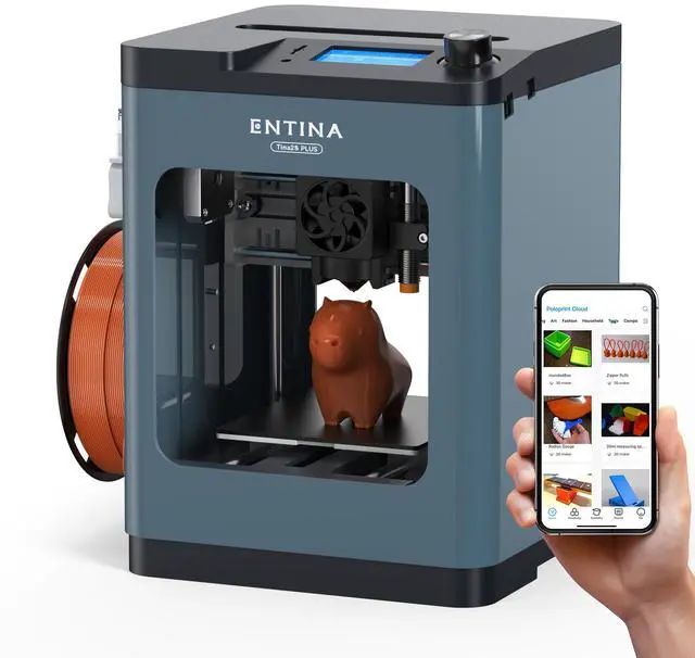 Main image of ENTINA 3D Printer Tina2 Plus, 250mm/s Auto Leveling FDM Mini 3D Printer with Spring Steel Platform, Fully Assembled 3D Printer for Kids and Beginners with WiFi 3D Home Printer