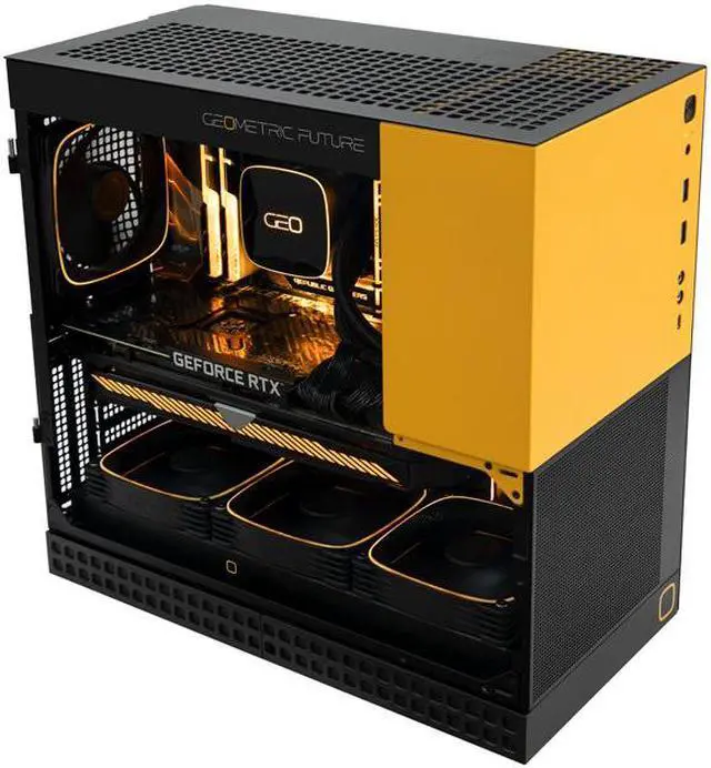 Alt view image 6 of 7 - Geometric Future M4 King Arthur Black, mid/Mini Tower, E-ATX/ATX Gaming Case, Glass/ 1.2mm Steel, Vertical Air Tunnel Design, Type C, 360/240 Radiator, Vertical GPU Mount,GEO-M4-KAB(PC Case ONLY)