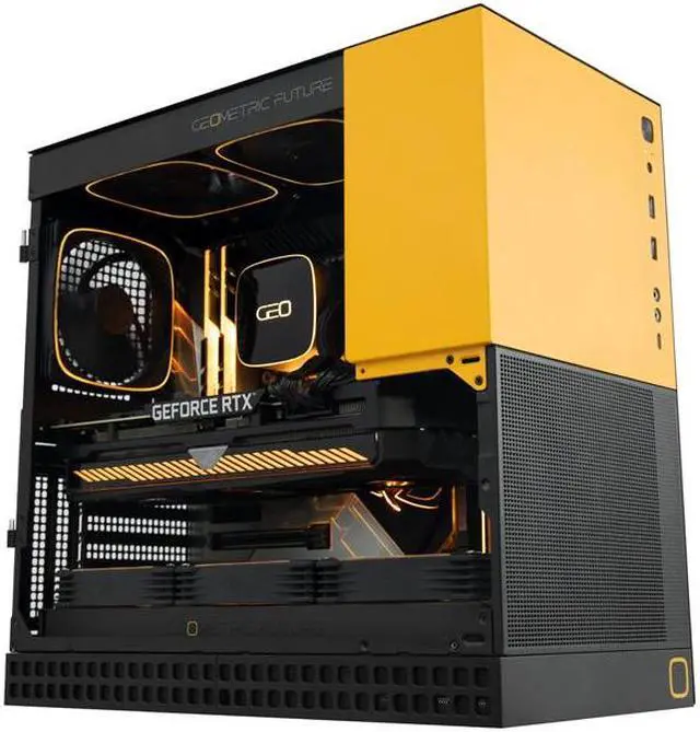 Alt view image 5 of 7 - Geometric Future M4 King Arthur Black, mid/Mini Tower, E-ATX/ATX Gaming Case, Glass/ 1.2mm Steel, Vertical Air Tunnel Design, Type C, 360/240 Radiator, Vertical GPU Mount,GEO-M4-KAB(PC Case ONLY)