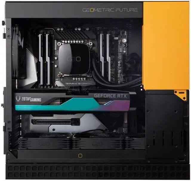 Alt view image 7 of 7 - Geometric Future M4 King Arthur Black, mid/Mini Tower, E-ATX/ATX Gaming Case, Glass/ 1.2mm Steel, Vertical Air Tunnel Design, Type C, 360/240 Radiator, Vertical GPU Mount,GEO-M4-KAB(PC Case ONLY)