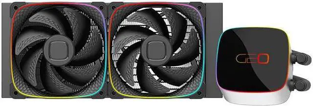 Alt view image 2 of 4 - Geometric Future Eskimo Junior - 240mm AIO CPU Liquid Cooler- Two RGB Squama 2503B Fan- Intel® LGA 1700, 1200, 115X, 2066, AMD® AM5, AM4 - Black- GEO-EJ-24B