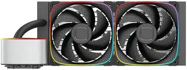Alt view image 3 of 4 - Geometric Future Eskimo Junior - 240mm AIO CPU Liquid Cooler- Two RGB Squama 2503B Fan- Intel® LGA 1700, 1200, 115X, 2066, AMD® AM5, AM4 - Black- GEO-EJ-24B