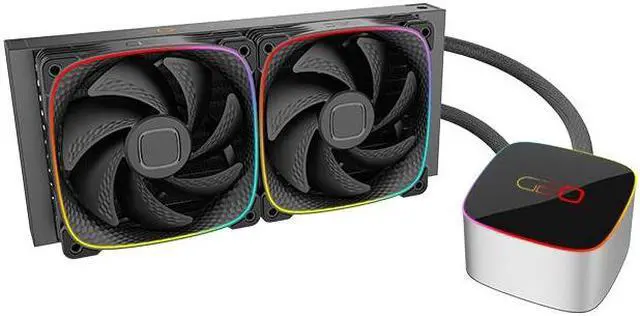Alt view image 4 of 4 - Geometric Future Eskimo Junior - 240mm AIO CPU Liquid Cooler- Two RGB Squama 2503B Fan- Intel® LGA 1700, 1200, 115X, 2066, AMD® AM5, AM4 - Black- GEO-EJ-24B