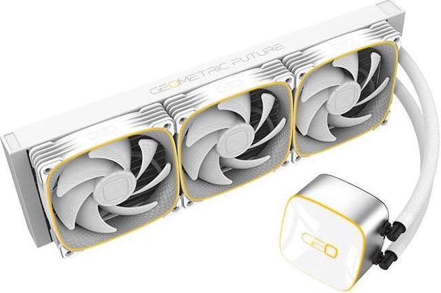 Geometric Future Eskimo Junior - 360mm AIO CPU Liquid Cooler- Three RGB  Squama 2503W Fan- Intel® LGA 1700, 1200, 115X, 2066, AMD® AM5, AM4 - White-  