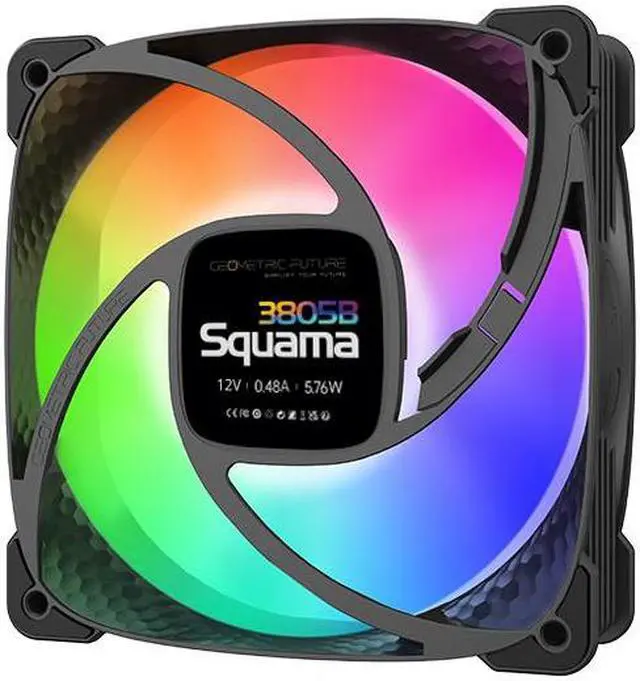 Main image of Geometric Future Squama 3805 RGB PWM Fan - Black  120 x 38mm Single Pack-High Performance  Ball Bearing- PWM - with Controller - (GEO-S3805B-1)