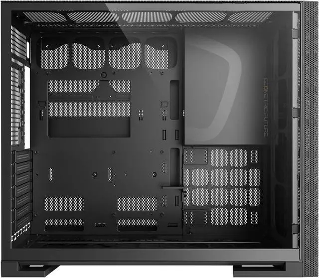 Alt view image 7 of 7 - Geometric Future M5 Vent Mesh Panel Tempered Glass Mid Tower, E-ATX/ATX Gaming Case, High Airflow, 1.2mm Steel, Type C, Support 420/360 Radiator, ARGB PWM 140m fan x 5 Pre-Installed, Black, GEO-M5VF-B