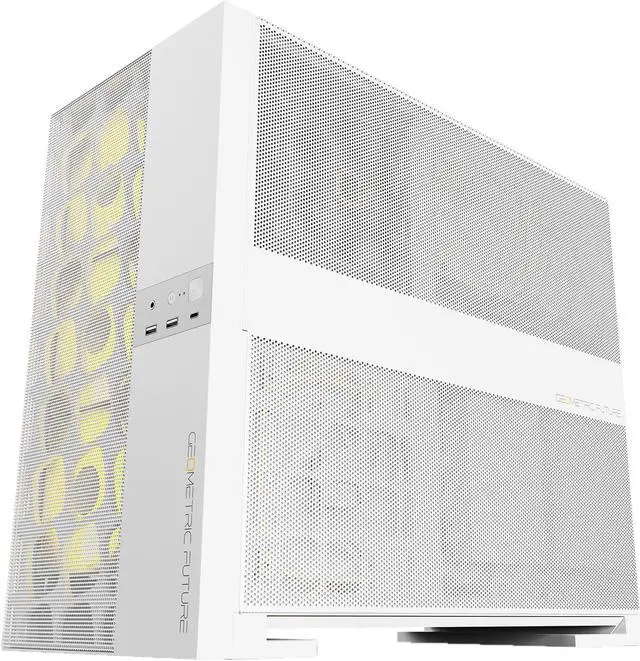 Alt view image 3 of 6 - Geometric Future M5 Vent Mesh front Panel Tempered Glass Mid Tower, E-ATX/ATX Gaming Case, High Airflow, 1.2mm Steel, Type C, Toolless Panels, Support 420/360 Radiator, Dual-Chamber, White, GEO-M5V-W