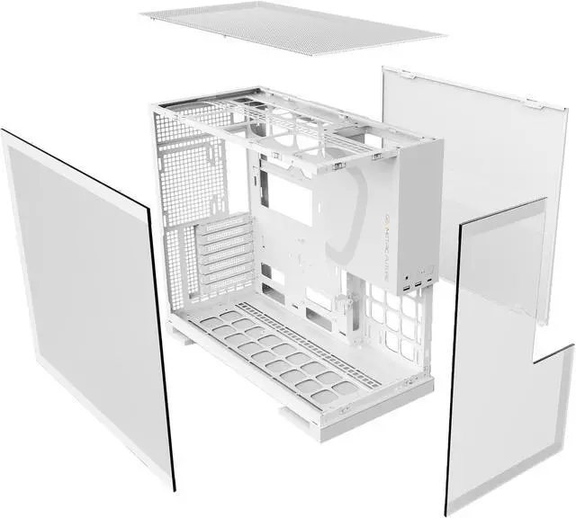 Alt view image 4 of 7 - Geometric Future M5 Tempered Glass Mid Tower, E-ATX/ATX Gaming Case, 1.2mm Steel, Type C, Toolless Panels, Support 420/360 Radiator, ARGB PWM 140m fan x 5 Pre-Installed, White, GEO-M5F-W