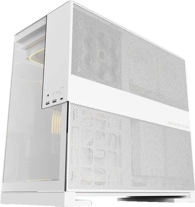 Alt view image 5 of 7 - Geometric Future M5 Tempered Glass Mid Tower, E-ATX/ATX Gaming Case, 1.2mm Steel, Type C, Toolless Panels, Support 420/360 Radiator, ARGB PWM 140m fan x 5 Pre-Installed, White, GEO-M5F-W
