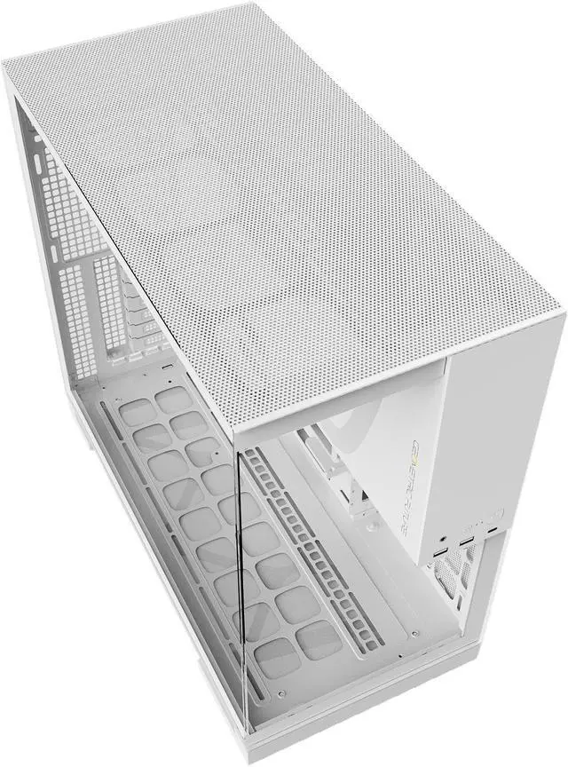 Alt view image 6 of 7 - Geometric Future M5 Tempered Glass Mid Tower, E-ATX/ATX Gaming Case, 1.2mm Steel, Type C, Toolless Panels, Support 420/360 Radiator, ARGB PWM 140m fan x 5 Pre-Installed, White, GEO-M5F-W