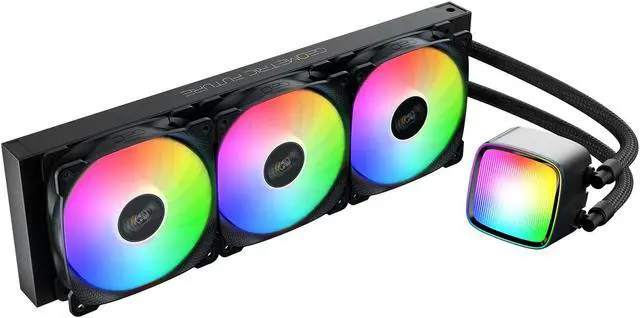 Alt view image 2 of 5 - Geometric Future Eskimo Pro - 360mm AIO CPU Liquid Water Cooler- RGB PWM Squama 2501B Fan x 3- Fit Intel® LGA 1700, AMD®AM5 - Black- (GEO-EP-36B)